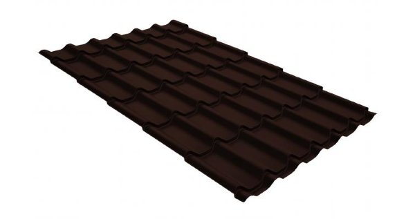 Металлочерепица классик GL 0,5 GreenCoat Pural Matt RR 887 шоколадно-коричневый (RAL 8017 шоколад) купить в Абакане