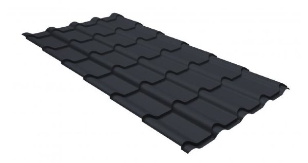 Металлочерепица камея GL 0,5 GreenCoat Pural RR 23 темно-серый (RAL 7024 мокрый асфальт) купить в Абакане