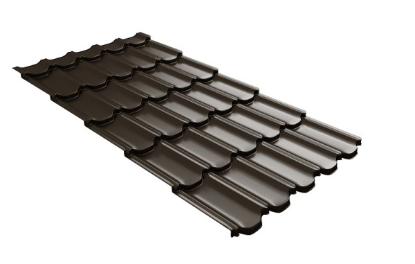 Металлочерепица квинта плюс с 3D резом 0,5 GreenСoat Pural Matt RR 32 темно-коричневый (RAL 8019 серо-коричневый) купить в Абакане