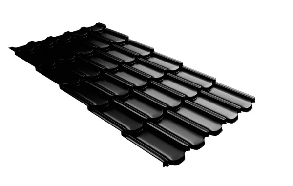 Металлочерепица квинта плюс с 3D резом 0,5 GreenСoat Pural Matt RR 33 черный (RAL 9005 черный) купить в Абакане