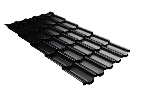 Металлочерепица квинта плюс с 3D резом 0,5 Quarzit lite RAL 9005 черный купить в Абакане
