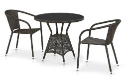 Комплект плетеной мебели AFINA из иск. ротанга T707ANS/Y137C-W53 Brown 2Pcs
