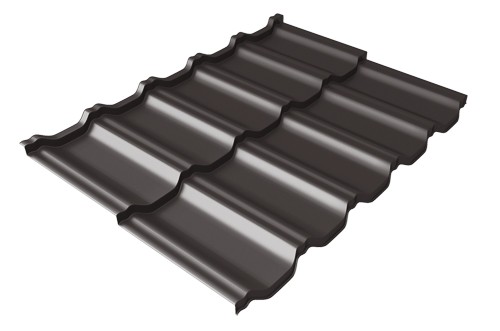 Металлочерепица модульная Квинта Uno Grand Line c 3D резом 0,5 GreenСoat Pural Matt RR 32 темно-коричневый (RAL 8019 серо-коричневый) купить в Абакане