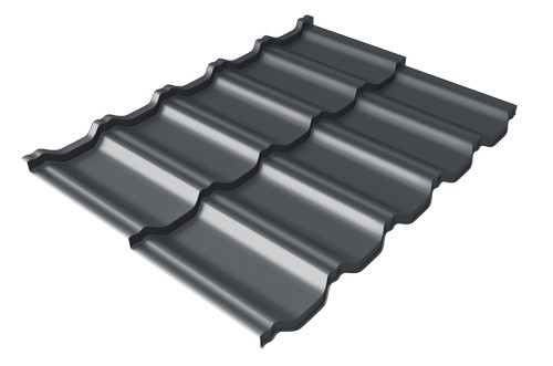 Металлочерепица модульная Квинта Uno Grand Line c 3D резом 0,45 Drap RAL 7024 мокрый асфальт купить в Абакане