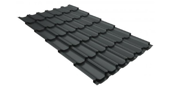 Металлочерепица квинта плюс 0,5 GreenCoat Pural RR 23 темно-серый (RAL 7024 мокрый асфальт) купить в Абакане