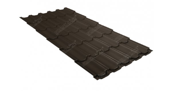 Металлочерепица квинта плюс 0,5 GreenCoat Pural Matt RR 32 темно-коричневый (RAL 8019 серо-коричневый) купить в Абакане